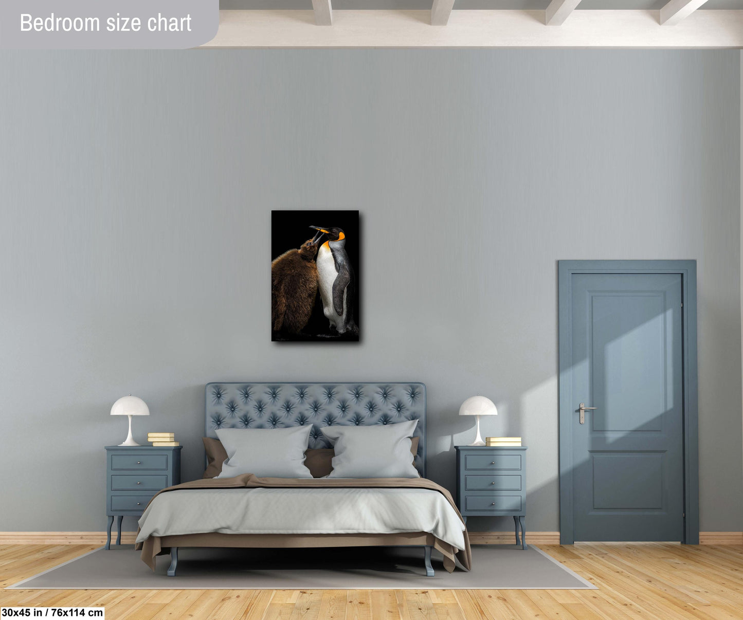 penguin mother and chick, king penguin wildlife print, adorable penguin photography, antarctic nature art, wildlife fine art print, penguin mom love, penguin family portrait, Falkland Islands penguins, black and white bird photo, penguin beak touch, wildlife home decor, ocean animal photography, heartwarming animal print