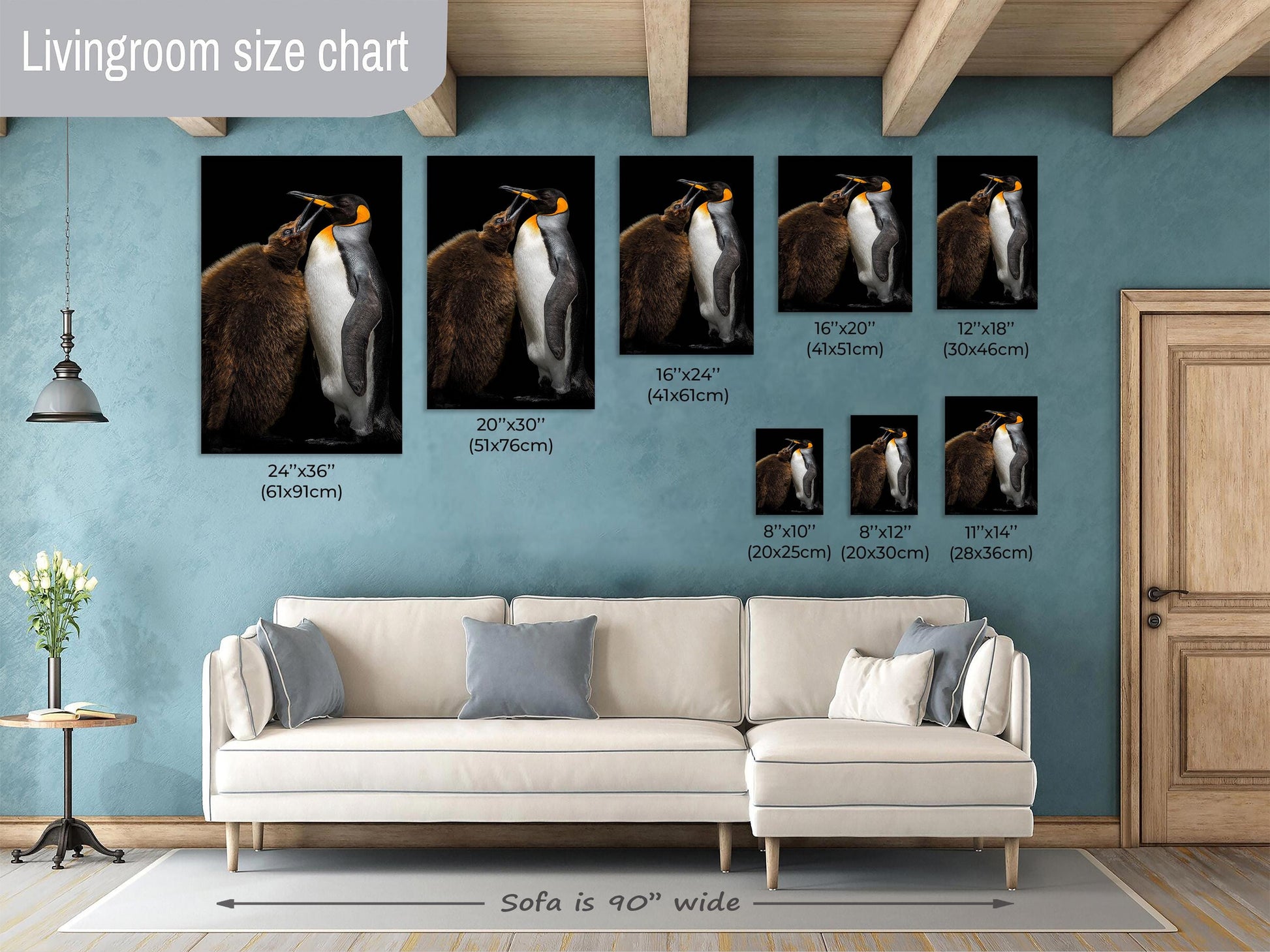 penguin mother and chick, king penguin wildlife print, adorable penguin photography, antarctic nature art, wildlife fine art print, penguin mom love, penguin family portrait, Falkland Islands penguins, black and white bird photo, penguin beak touch, wildlife home decor, ocean animal photography, heartwarming animal print