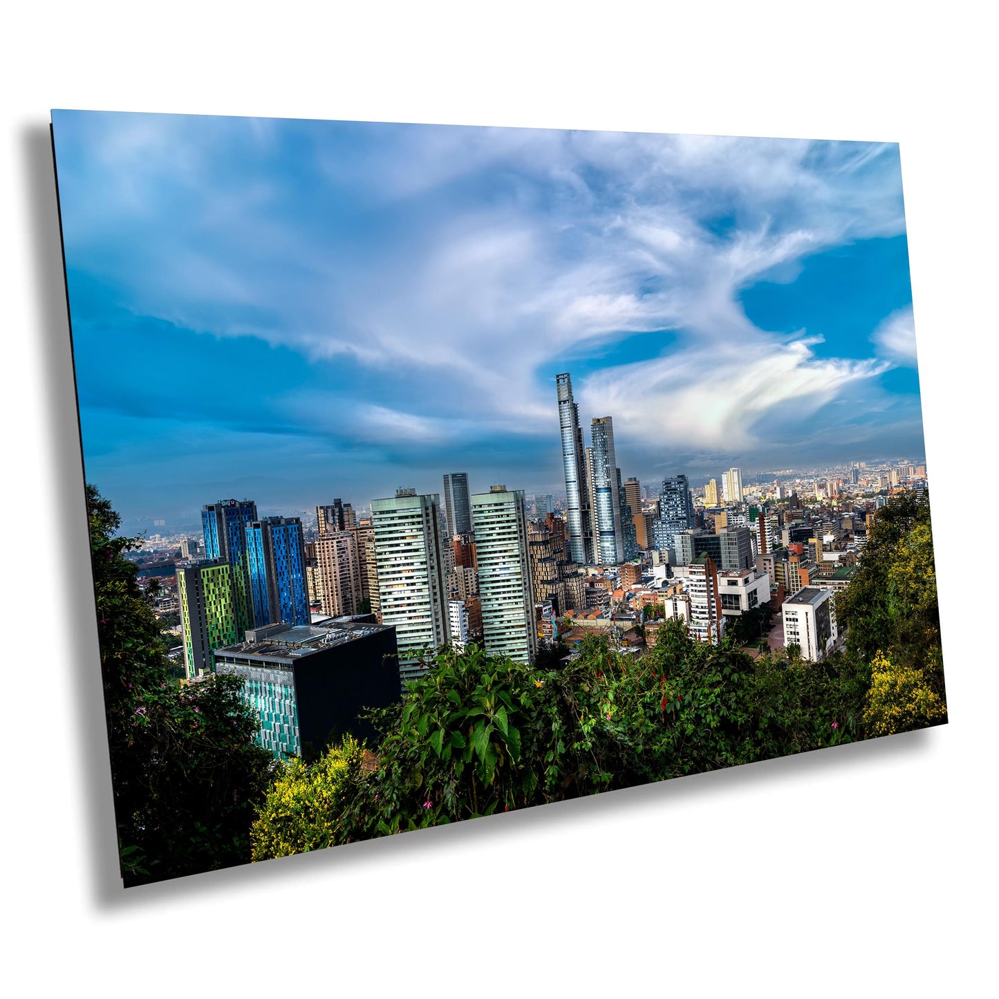 Bogota skyline print, Bogota morning view, Monserrate cable car, BD Bacata tower image, Bogota downtown art, Colombia cityscape photo, modern city photo, South America skyline, Bogota travel art, Colombian urban landscape, Bogota photography print