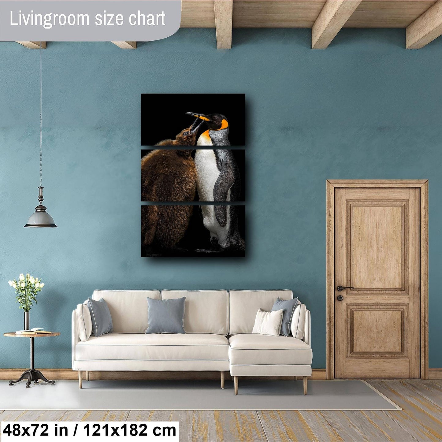 penguin mother and chick, king penguin wildlife print, adorable penguin photography, antarctic nature art, wildlife fine art print, penguin mom love, penguin family portrait, Falkland Islands penguins, black and white bird photo, penguin beak touch, wildlife home decor, ocean animal photography, heartwarming animal print