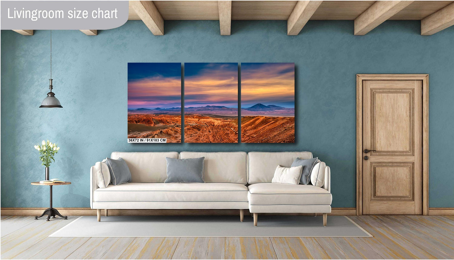 Atacama desert print, Chile landscape photo, volcanic landscape art, sunset desert photography, travel photography wall art, red rock mountains print, dramatic sky photography, nature photography print, high desert decor, South America wall art, golden hour landscape, mountain range photography, epic landscape print