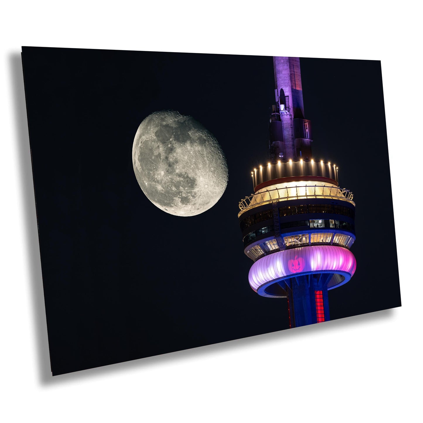 Super Moon Toronto, Moon texture photo, Toronto skyline art, Moon and CN Tower, Astrophotography art, Toronto fine art, CN Tower photography, Lunar detail art, Super Moon wall art, Skyline and moon print, Toronto photography print, Night sky CN Tower