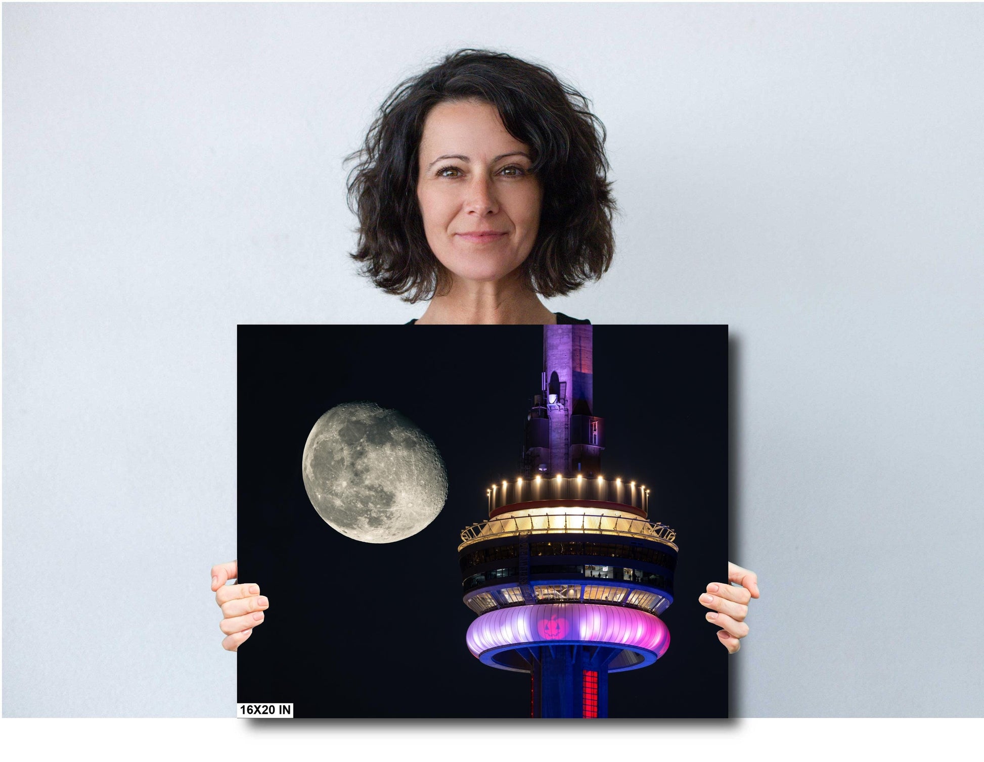 Super Moon Toronto, Moon texture photo, Toronto skyline art, Moon and CN Tower, Astrophotography art, Toronto fine art, CN Tower photography, Lunar detail art, Super Moon wall art, Skyline and moon print, Toronto photography print, Night sky CN Tower