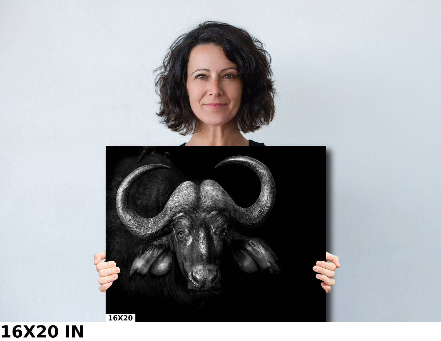 African Buffalo Canvas Print, Travel Print, Black and White, Safari Print, Wall Art, Big Five, Nature, Wild Animals, South Africa