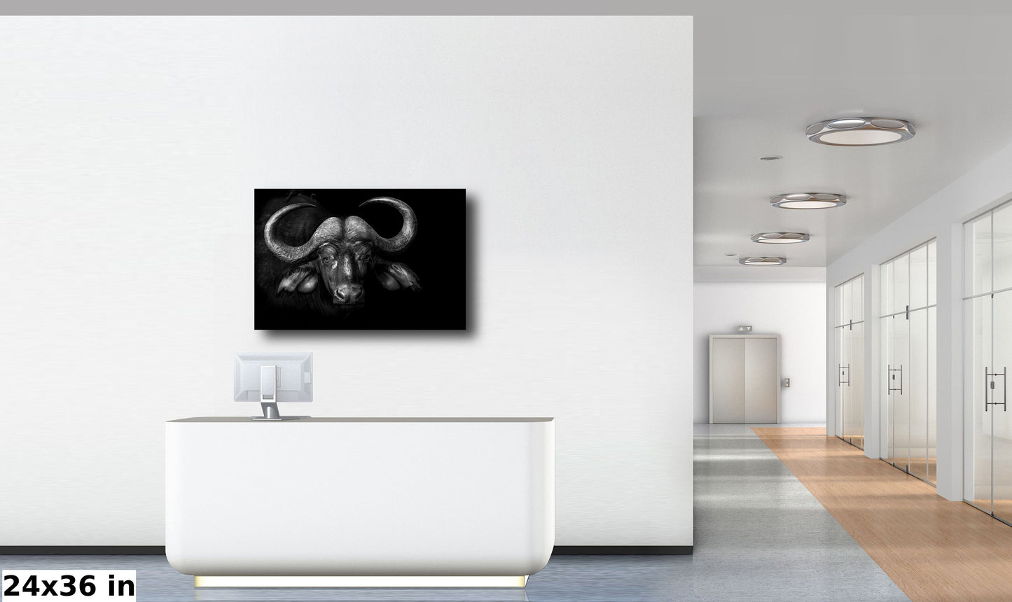 African Buffalo Canvas Print, Travel Print, Black and White, Safari Print, Wall Art, Big Five, Nature, Wild Animals, South Africa