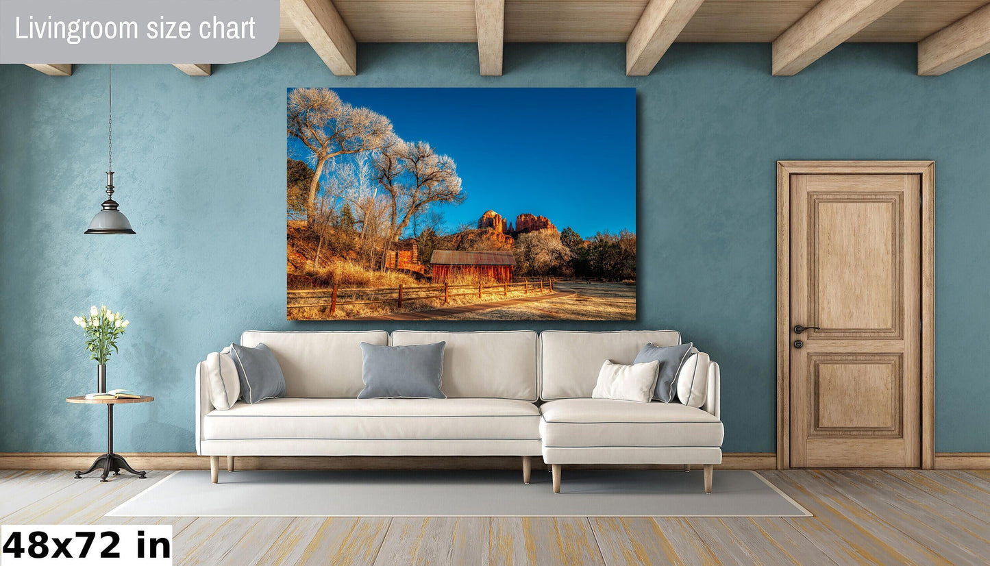 Sedona Cathedral Rock, Arizona Wall Art Canvas Print, Sonoran scenic landscape, Old Mill, home art decor, wall decor, nature art