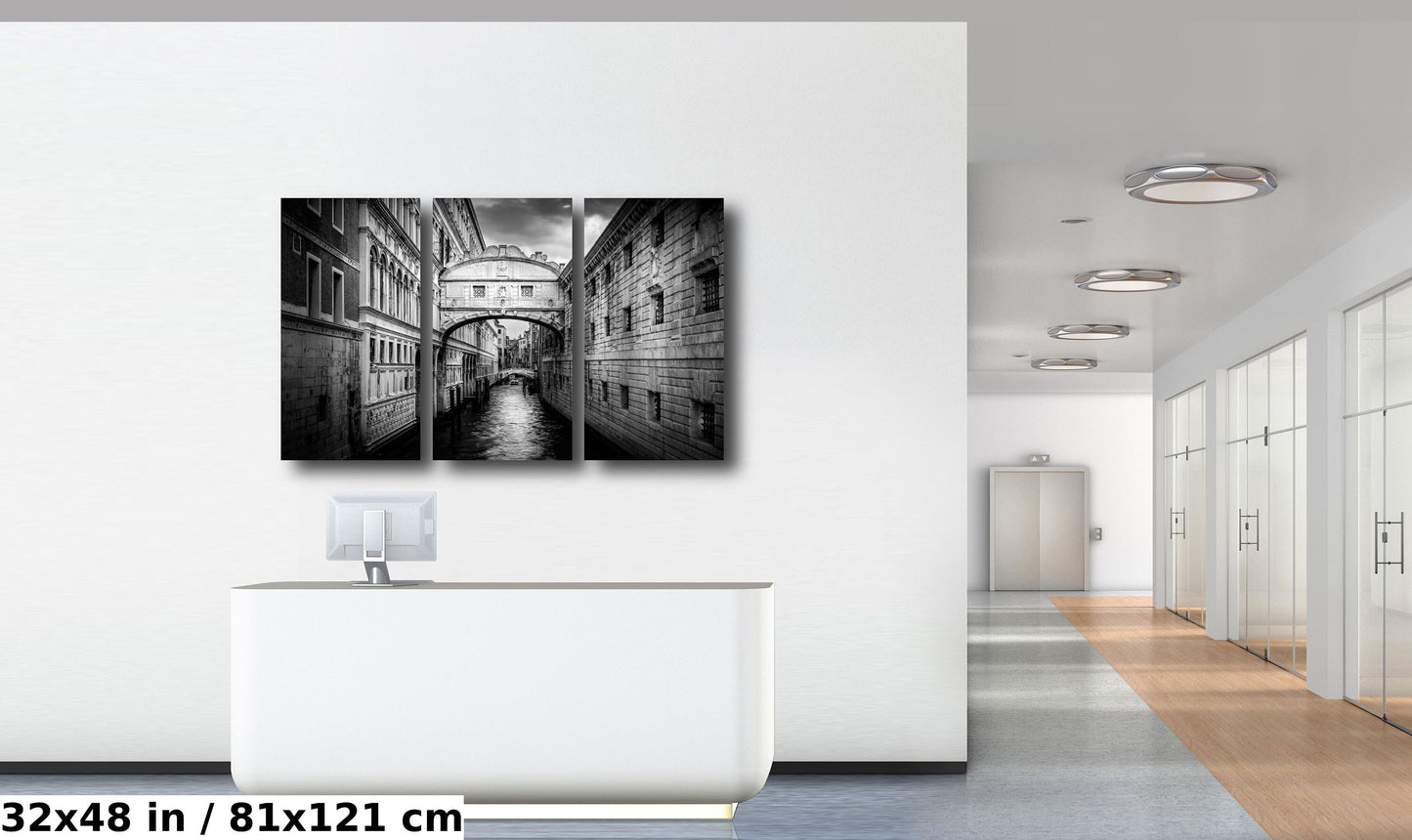 Venice Bridge of Sighs, Venice Photography, Fine Art Print, Italy Landscape, Black and White, Water Reflection, Travel Wall Art, Prison