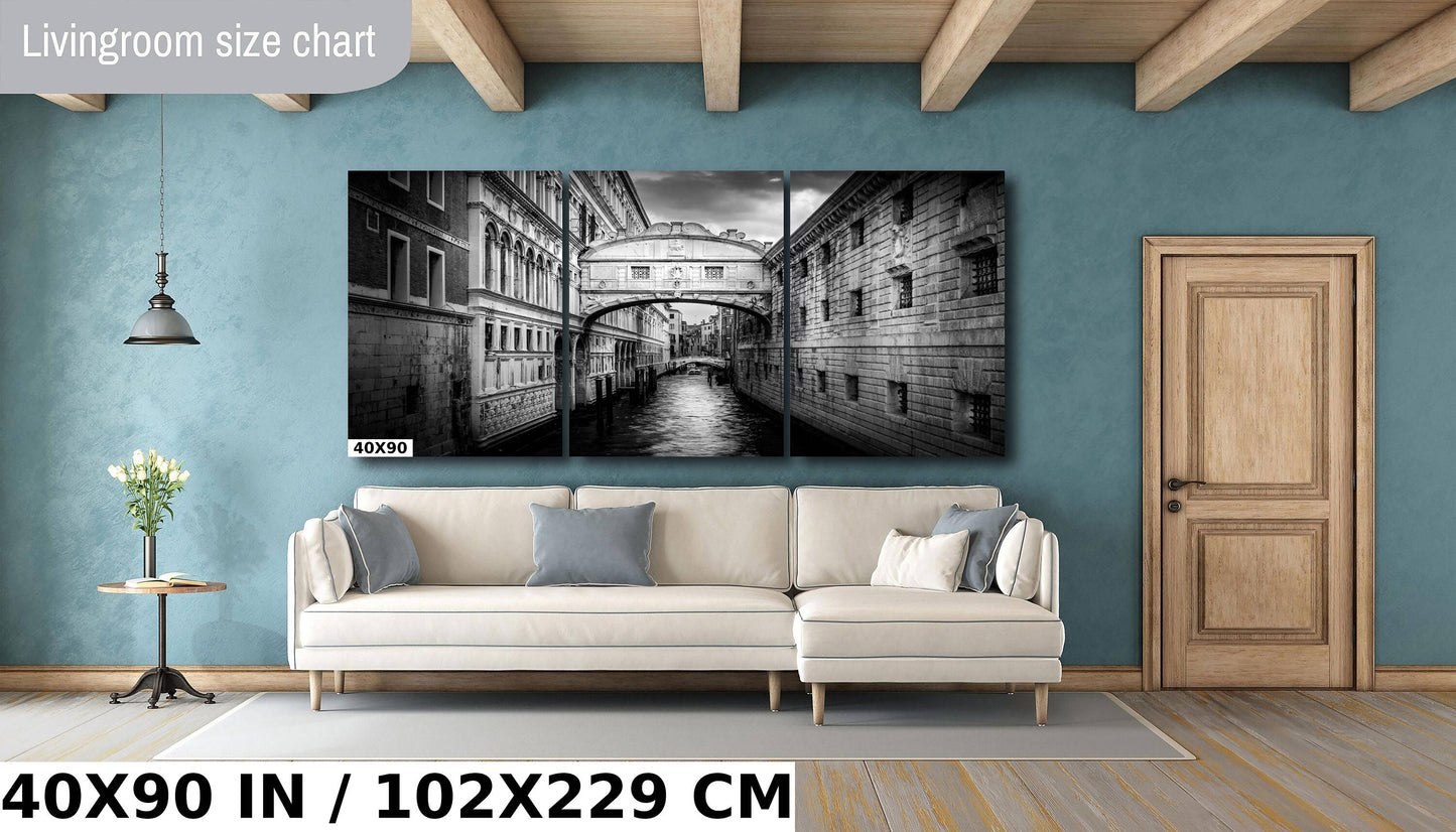 Venice Bridge of Sighs, Venice Photography, Fine Art Print, Italy Landscape, Black and White, Water Reflection, Travel Wall Art, Prison