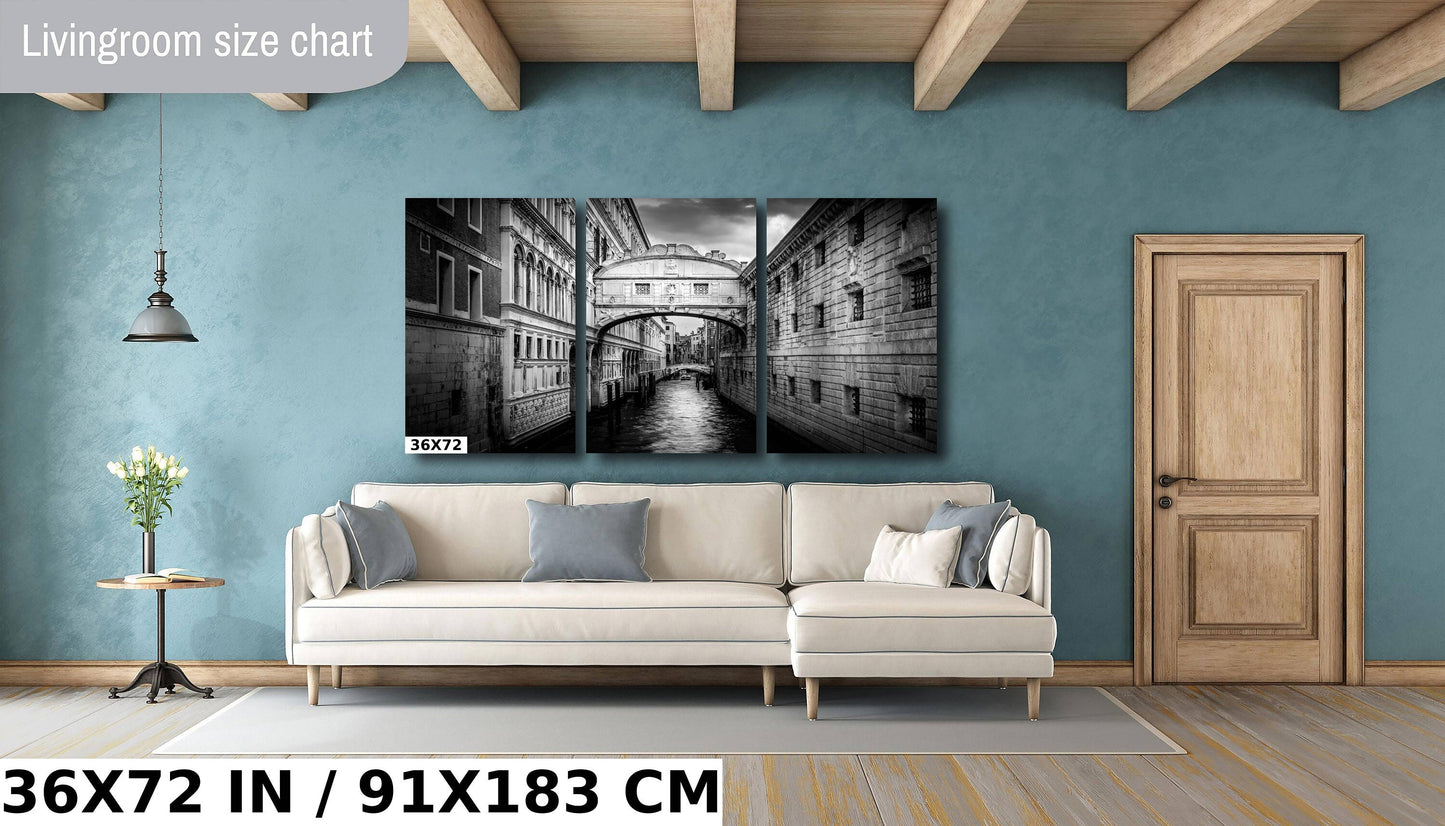 Venice Bridge of Sighs, Venice Photography, Fine Art Print, Italy Landscape, Black and White, Water Reflection, Travel Wall Art, Prison
