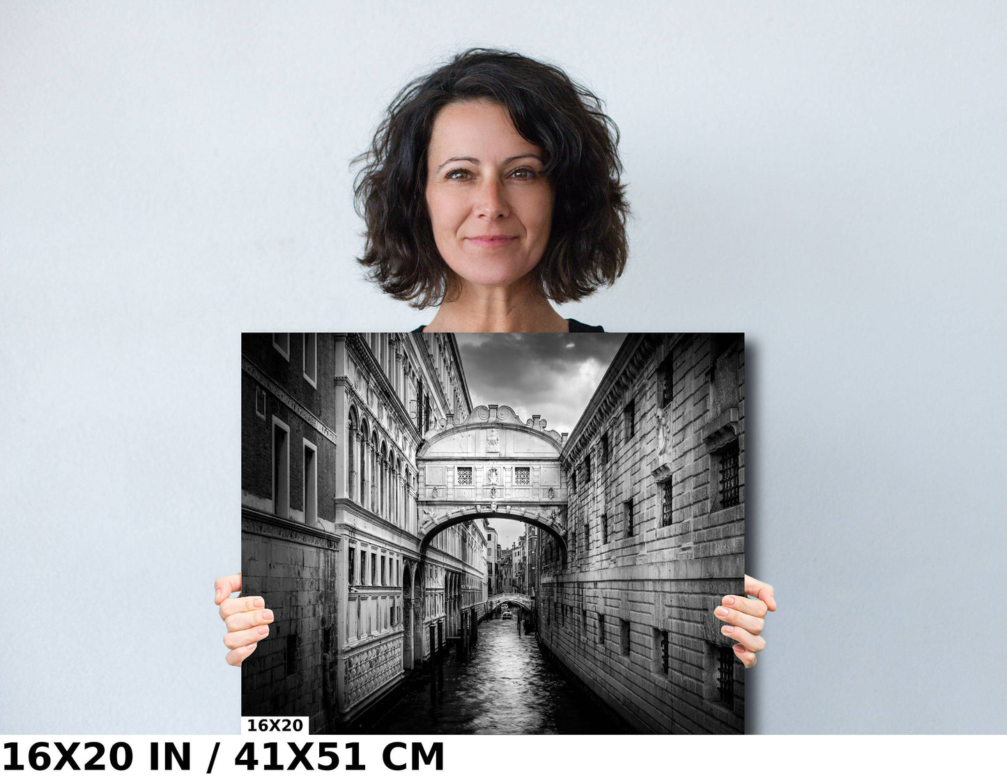 Venice Bridge of Sighs, Venice Photography, Fine Art Print, Italy Landscape, Black and White, Water Reflection, Travel Wall Art, Prison