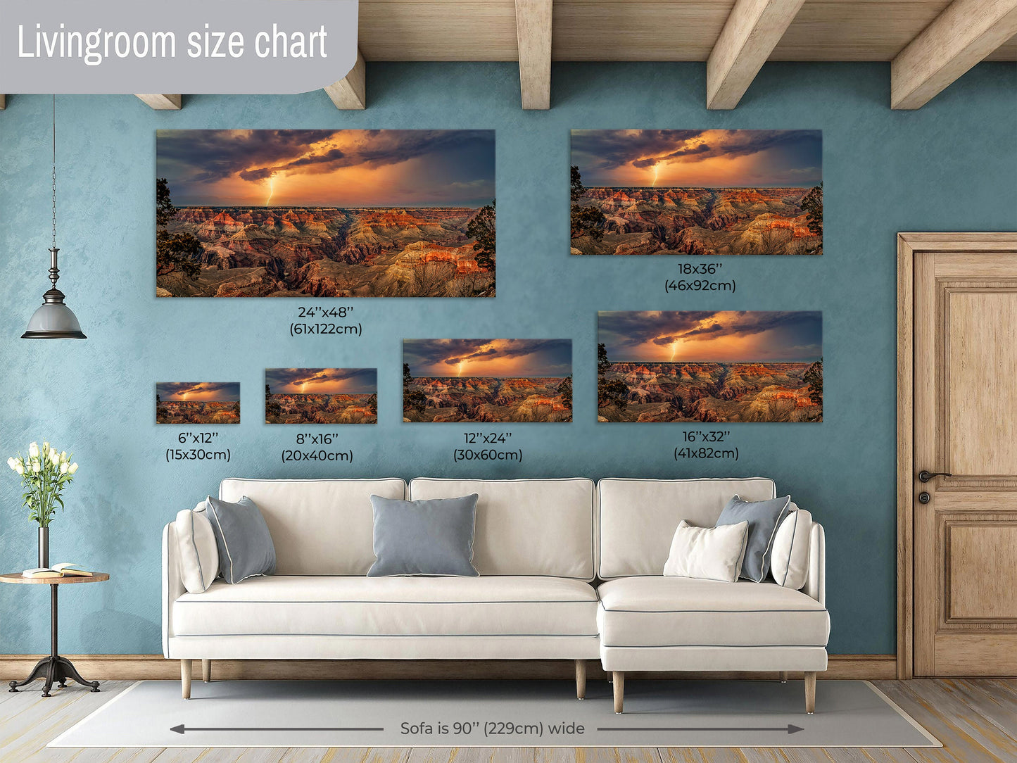 Grand Canyon Lightning, Arizona Art, Red Rock Artwork, Gift, Vibrant Sunset Landscape, Nature Photography Print, Canvas, Metal, Acrylic