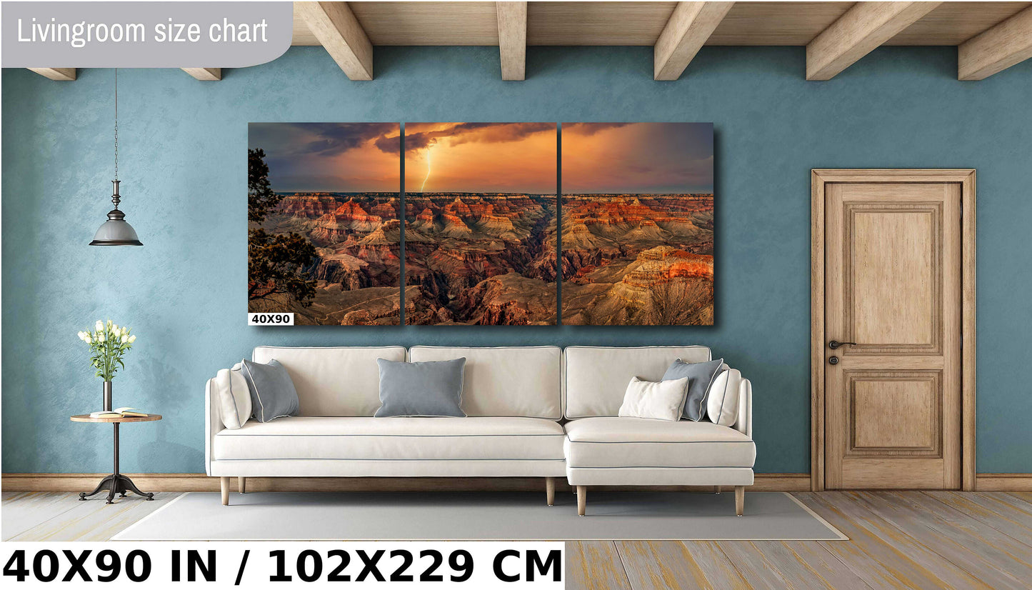 Grand Canyon Lightning, Arizona Art, Red Rock Artwork, Gift, Vibrant Sunset Landscape, Nature Photography Print, Canvas, Metal, Acrylic
