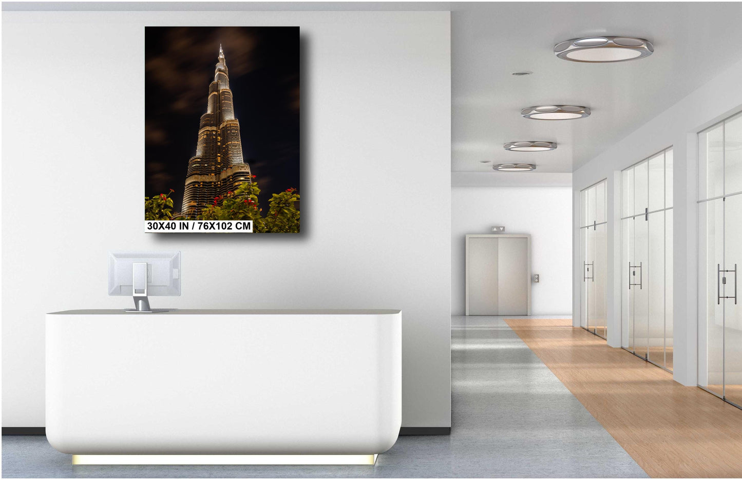 Architecture Photography on Canvas, Burj Khalifa Photo, Dubai Tower, Architecture Photo Art, Dubai Photography, Canvas Wall Art