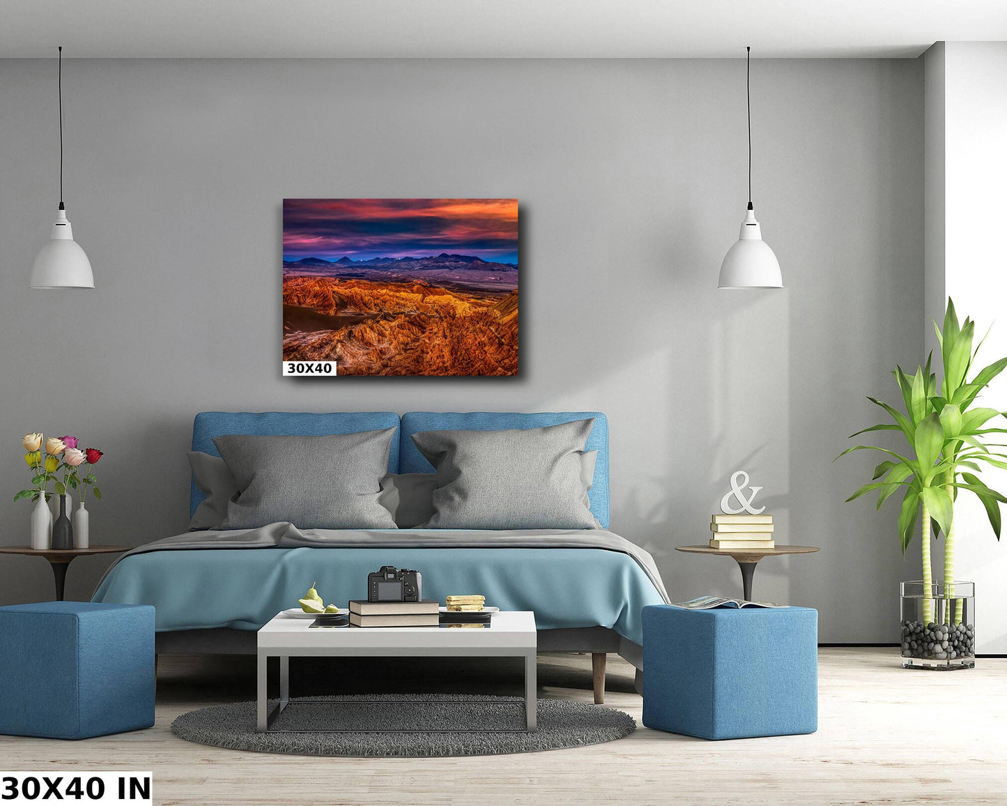 Desert Sunset, Atacama, Volcanoes, Rugged Mountains, Chile, Travel Photography, Scenic Landscape, Canvas, Metal, Acrylic Print