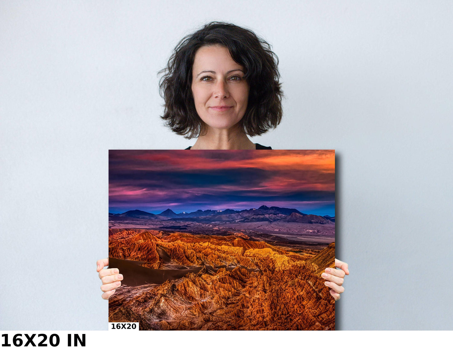 Desert Sunset, Atacama, Volcanoes, Rugged Mountains, Chile, Travel Photography, Scenic Landscape, Canvas, Metal, Acrylic Print