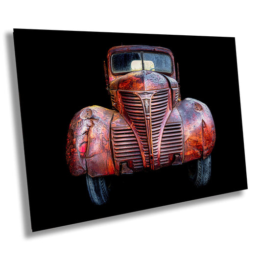 rusty truck photo, industrial art, vintage truck decor, Toronto art print, urban decay photo, textured metal art, antique truck print, photography, Distillery District, Balzac's Coffee truck, weathered truck art, art from rust, rustic wall decor