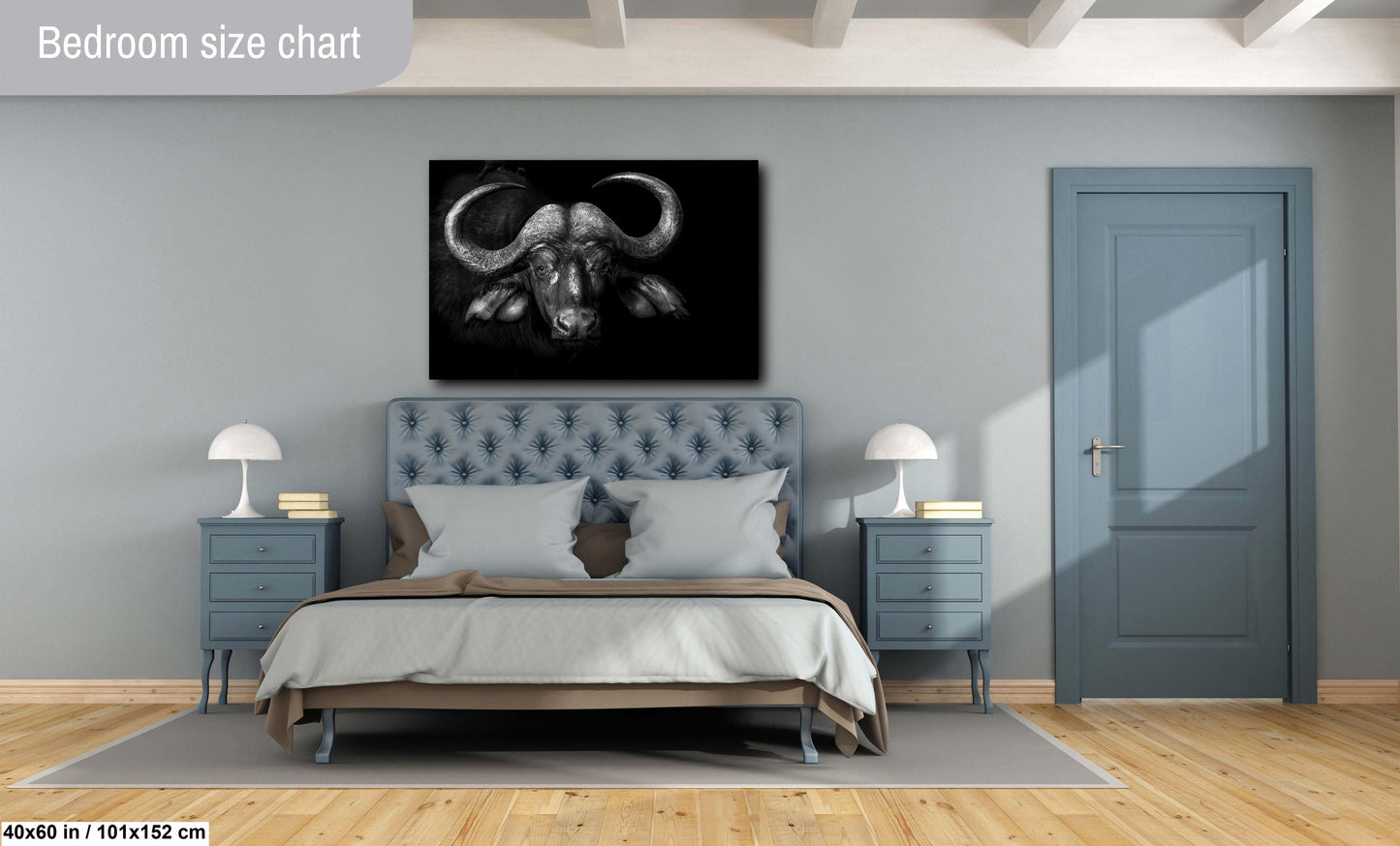 African Buffalo Canvas Print, Travel Print, Black and White, Safari Print, Wall Art, Big Five, Nature, Wild Animals, South Africa