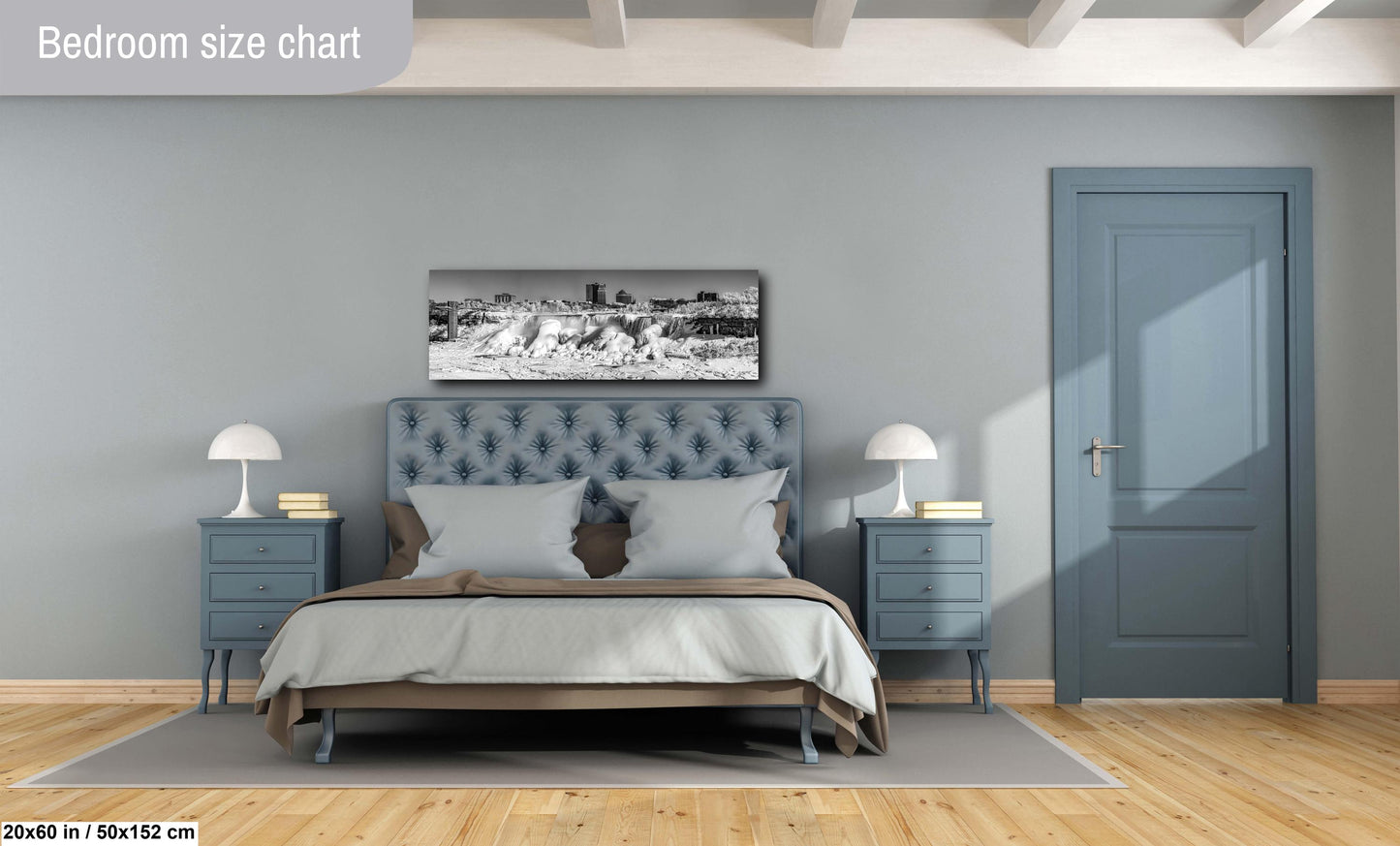 Niagara Falls Canvas Print, Panorama, Waterfalls, Photo Art, Wedding Gift, Black and White, Wall Art, Ice Photography, Nature, Snow