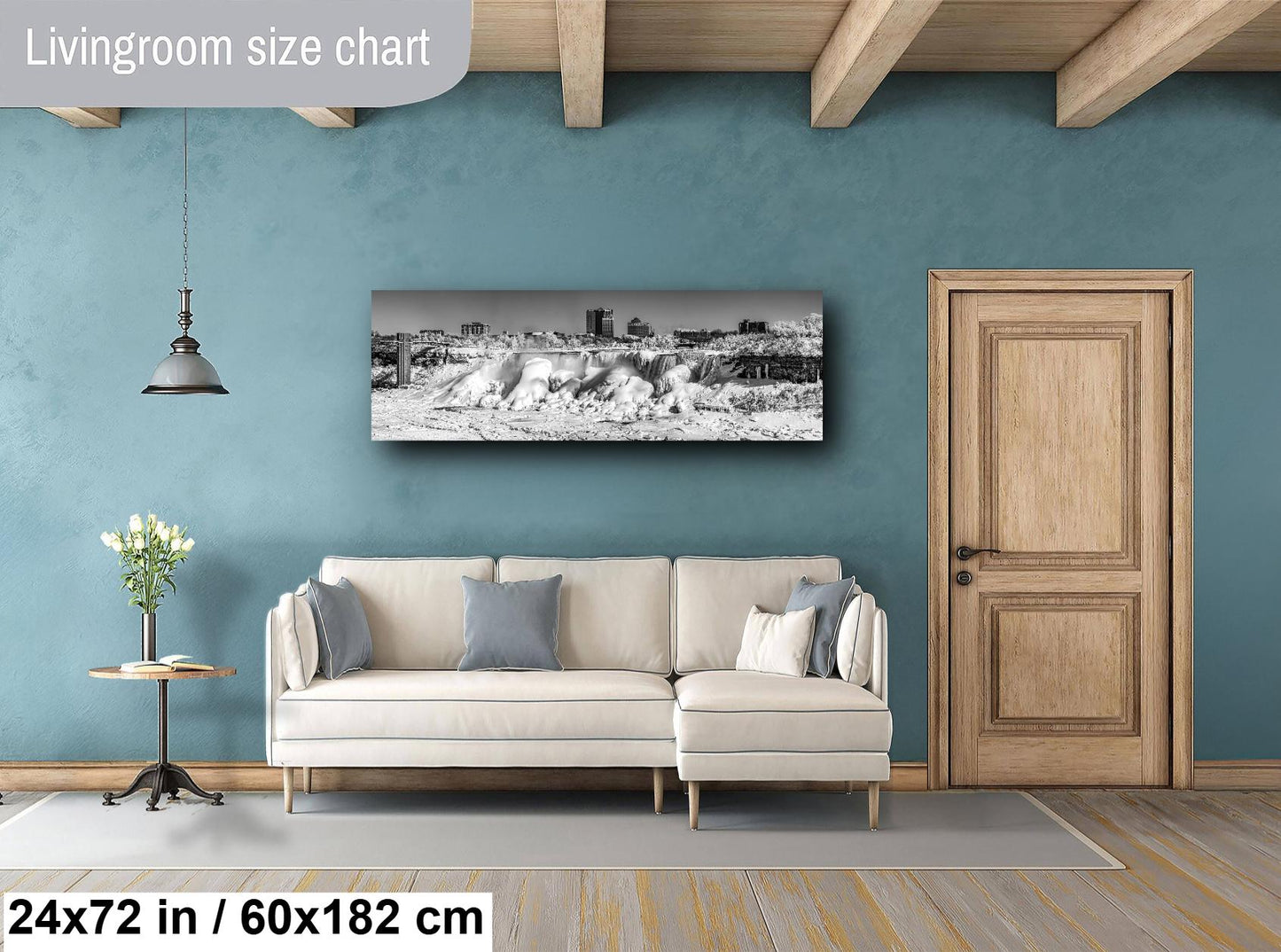 Niagara Falls Canvas Print, Panorama, Waterfalls, Photo Art, Wedding Gift, Black and White, Wall Art, Ice Photography, Nature, Snow