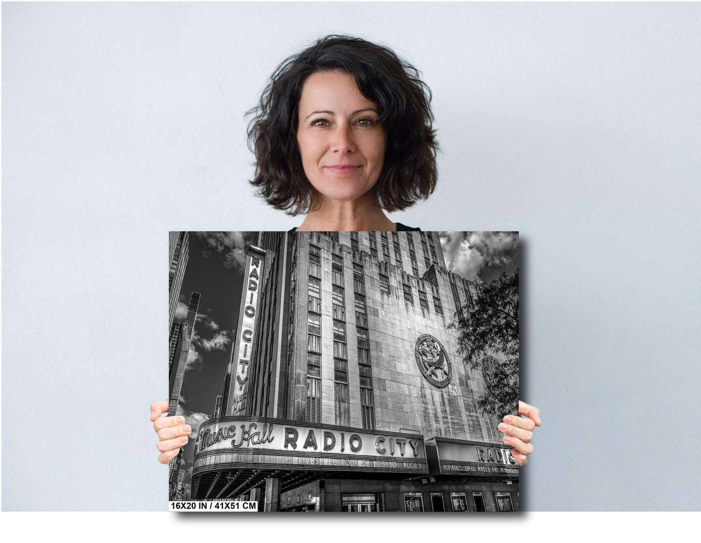 New York Print, Radio City Music Hall, Canvas Wall Art, Cityscape Image, Black and White, Architecture Art, Modern Wall Decor, Times Square