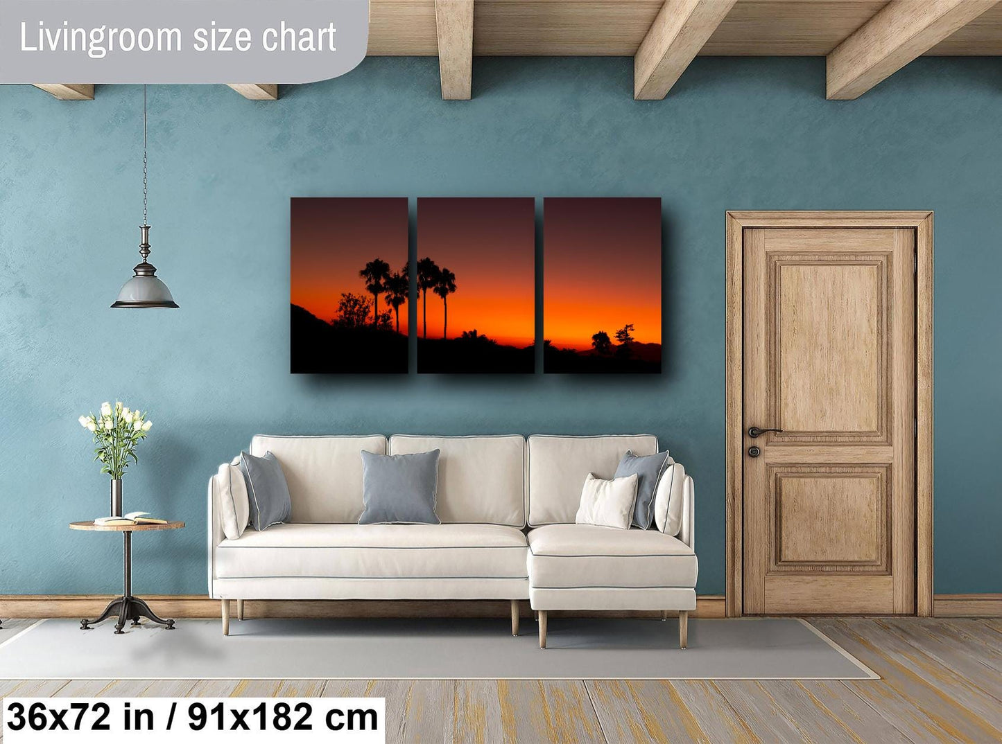 Santa Barbara Red Sunset on Canvas, Landscape Image, Canvas Print, Canvas Wall Art, Santa Barbara Night, Palm Trees Silhouette
