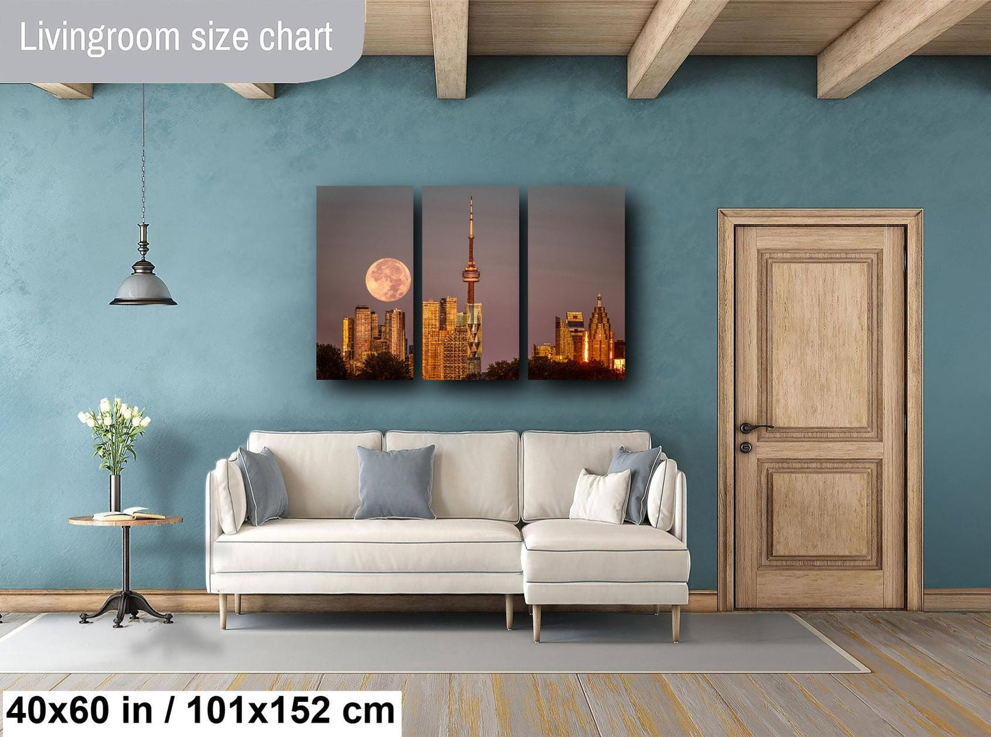 Toronto Cityscape Print, Toronto Picture Print, Full Blue Moon, Canada Decor, Toronto Wall art, Large Canvas Wall Art, CN Tower, Home Decor