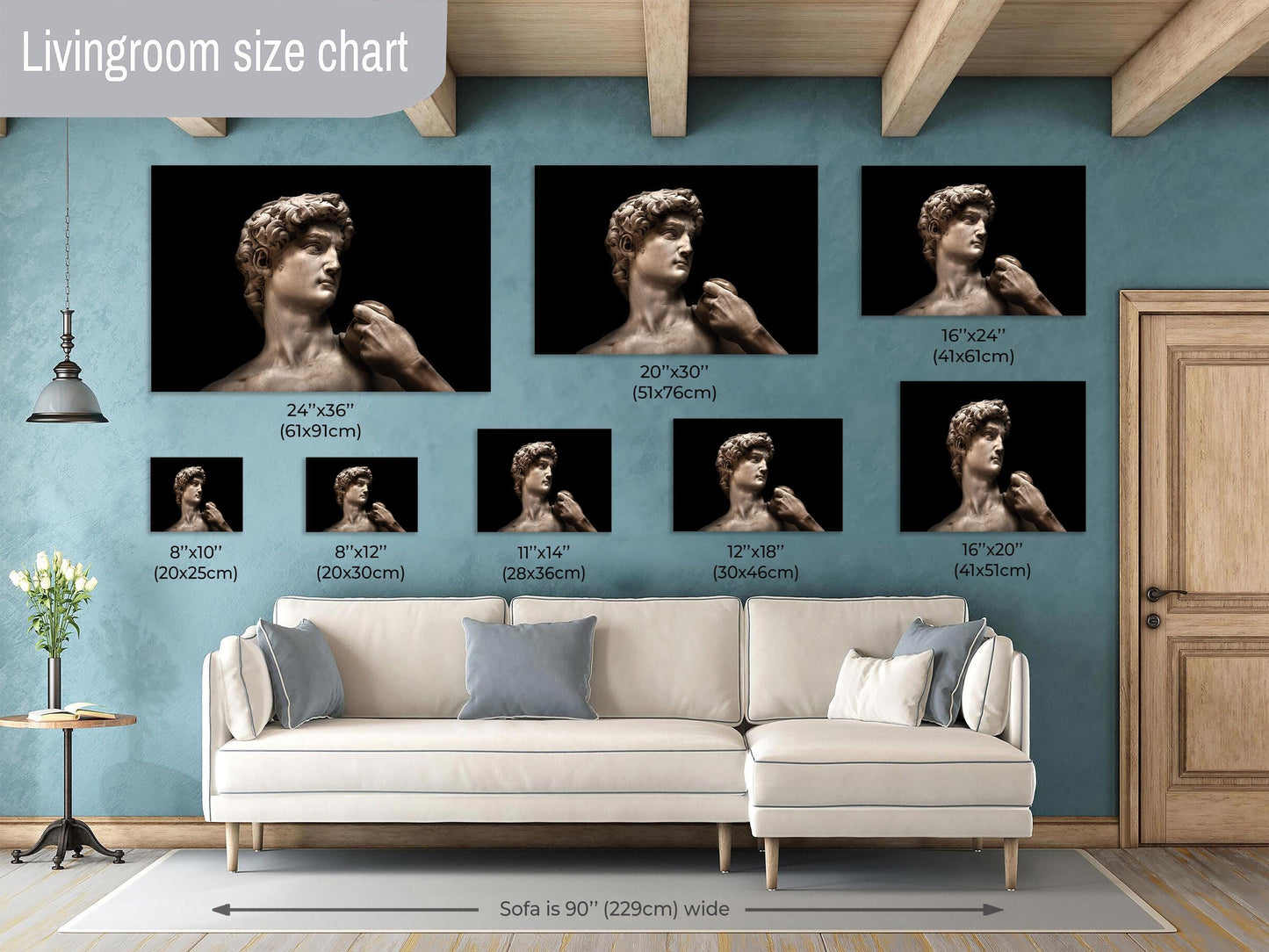 Statue of David Canvas Print, Michelangelo Art, David statue print, Famous Art, Modern Art, Michelangelo David print, paper, acrylic, metal