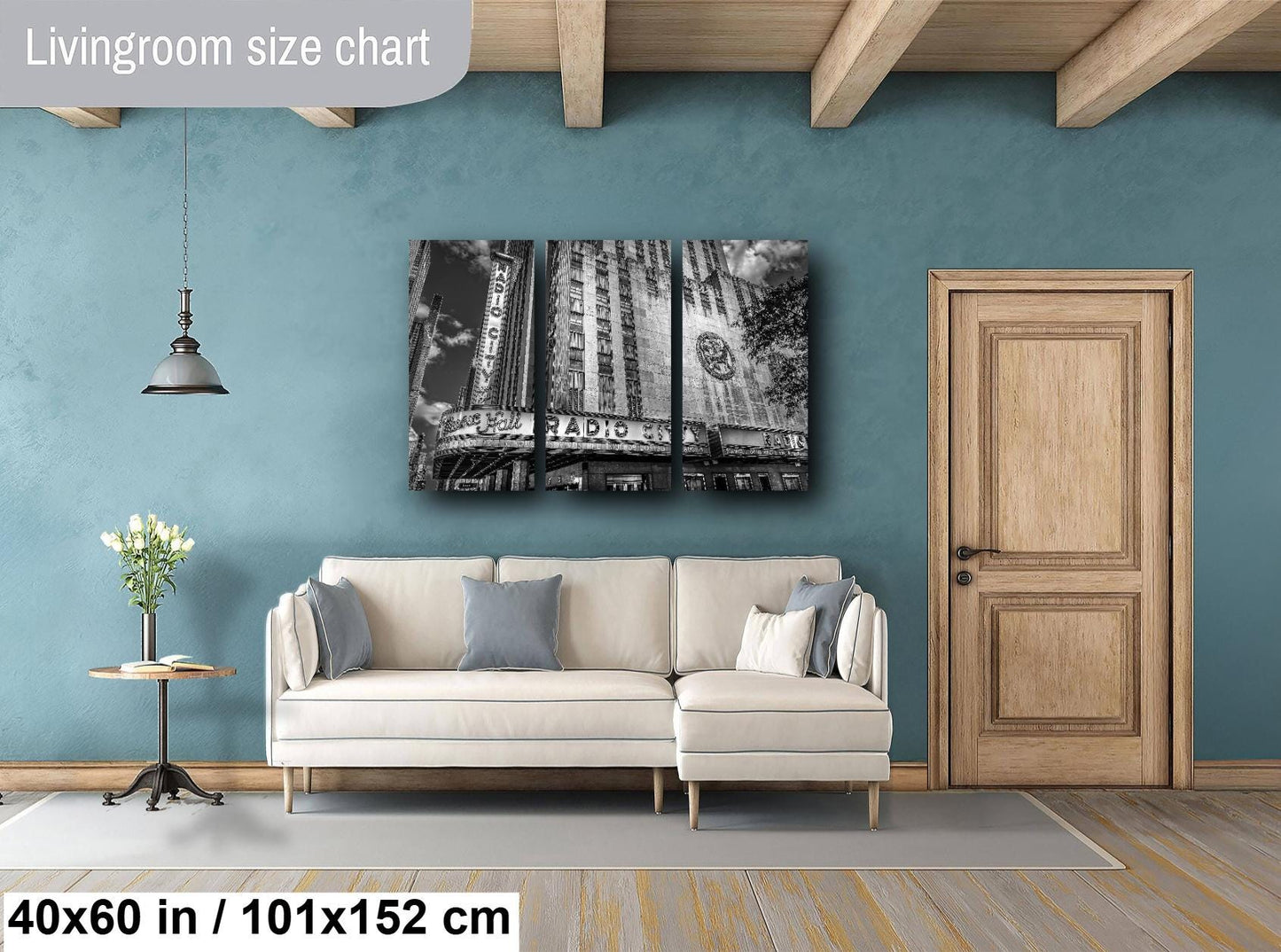 New York Print, Radio City Music Hall, Canvas Wall Art, Cityscape Image, Black and White, Architecture Art, Modern Wall Decor, Times Square