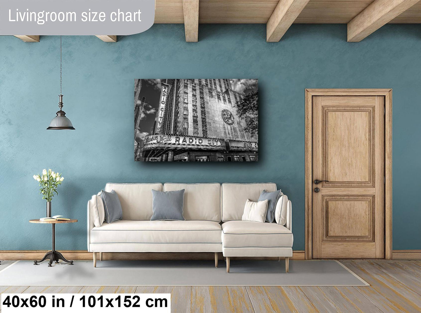 New York Print, Radio City Music Hall, Canvas Wall Art, Cityscape Image, Black and White, Architecture Art, Modern Wall Decor, Times Square