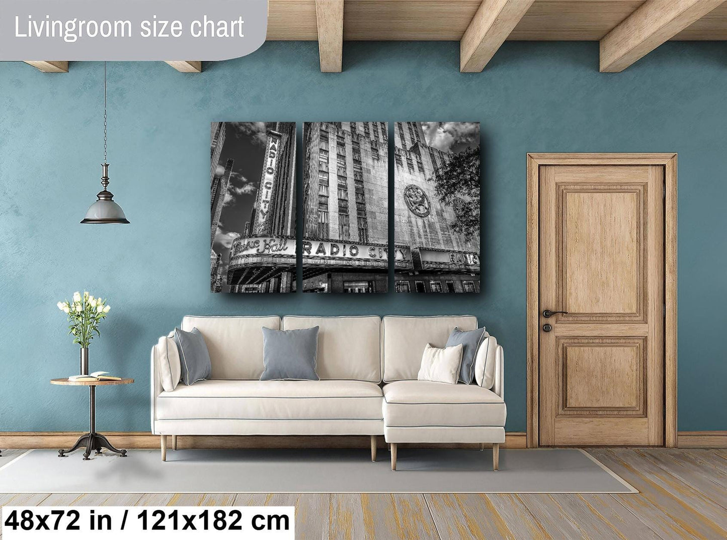 New York Print, Radio City Music Hall, Canvas Wall Art, Cityscape Image, Black and White, Architecture Art, Modern Wall Decor, Times Square