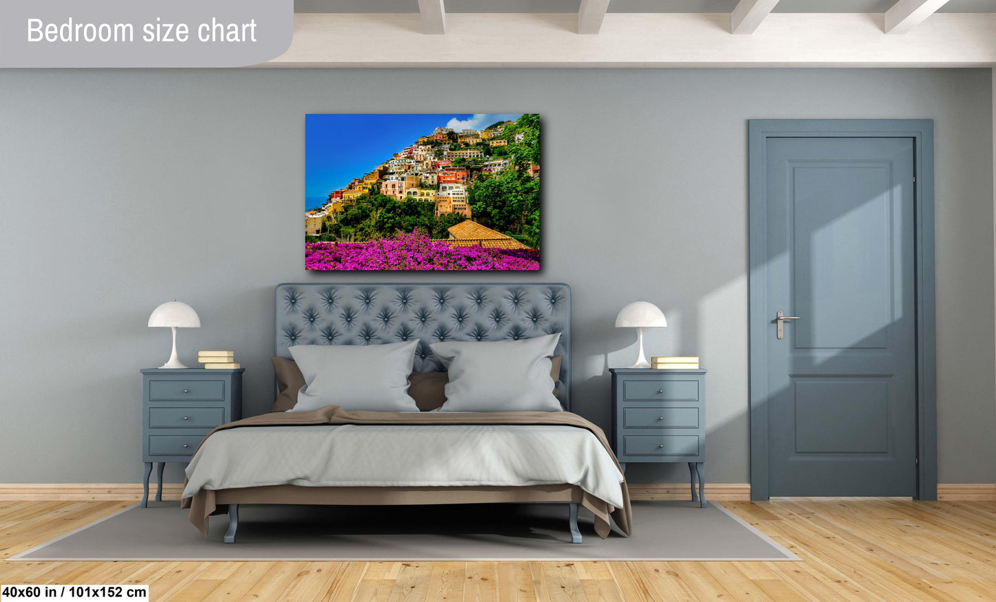 Positano Italy Canvas Print, Italy Photography, Amalfi Coast Photo, Photo Art, Positano Photography, Pink Flowers