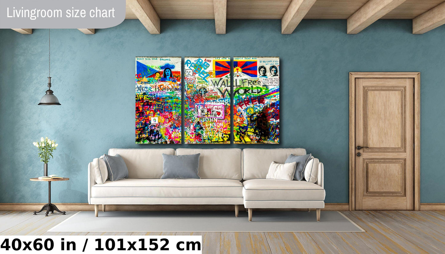 Prague Lennon Wall Canvas Art, John Lennon Graffiti Print, Photo Art, Prague Photography, Canvas Wall Art, Abstract Decor, Street Art