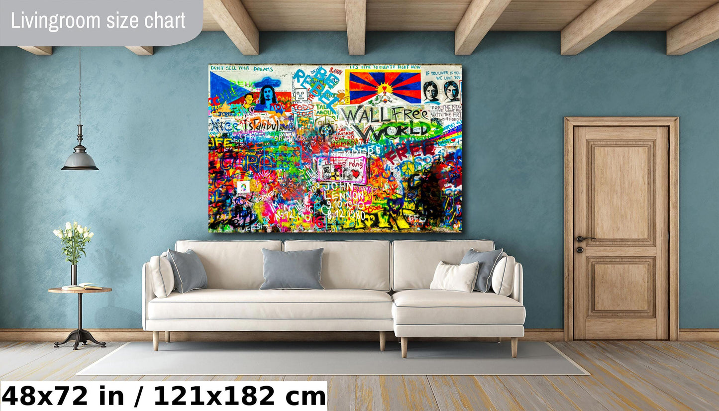 Prague Lennon Wall Canvas Art, John Lennon Graffiti Print, Photo Art, Prague Photography, Canvas Wall Art, Abstract Decor, Street Art