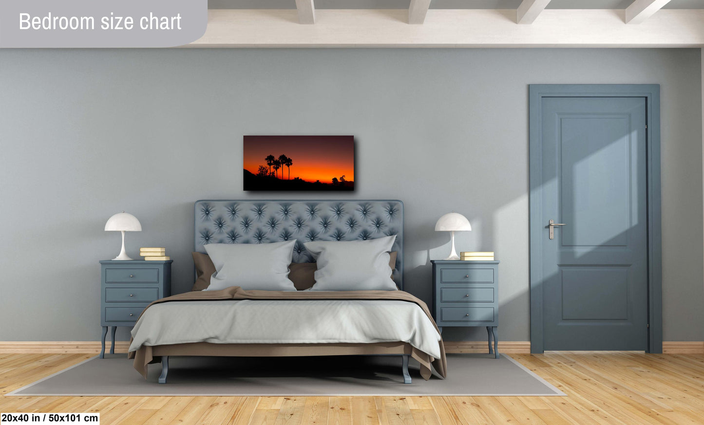 Santa Barbara Red Sunset on Canvas, Landscape Image, Canvas Print, Canvas Wall Art, Santa Barbara Night, Palm Trees Silhouette