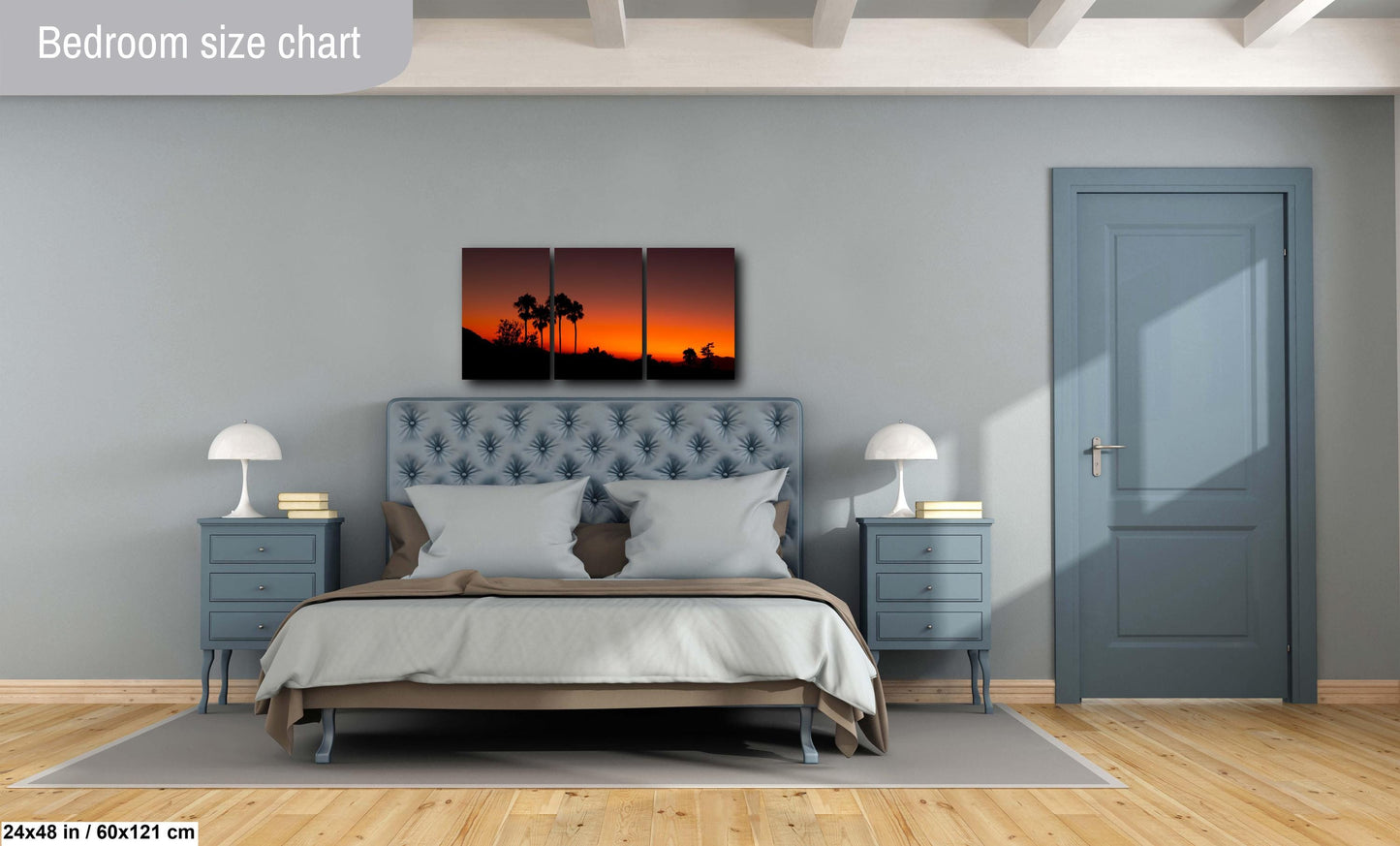 Santa Barbara Red Sunset on Canvas, Landscape Image, Canvas Print, Canvas Wall Art, Santa Barbara Night, Palm Trees Silhouette