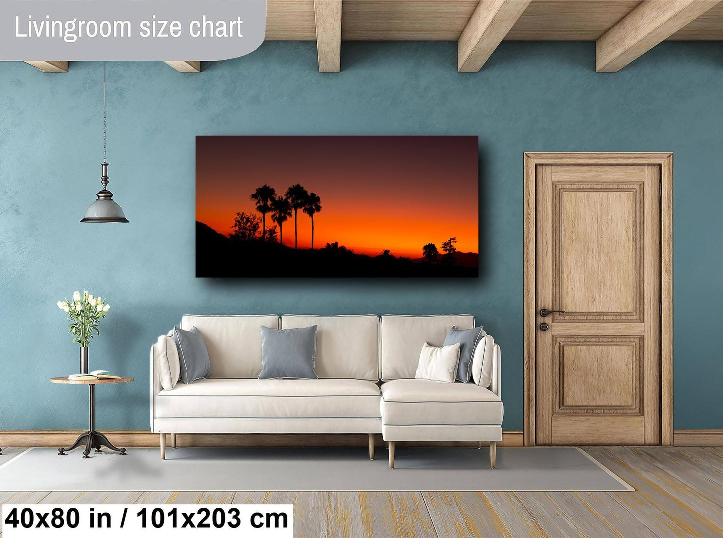 Santa Barbara Red Sunset on Canvas, Landscape Image, Canvas Print, Canvas Wall Art, Santa Barbara Night, Palm Trees Silhouette