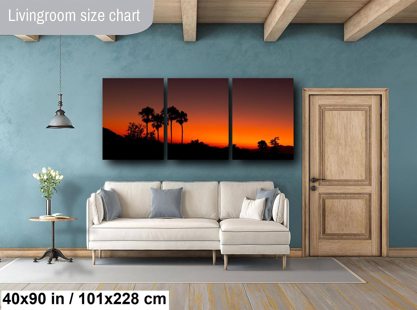 Santa Barbara Red Sunset on Canvas, Landscape Image, Canvas Print, Canvas Wall Art, Santa Barbara Night, Palm Trees Silhouette