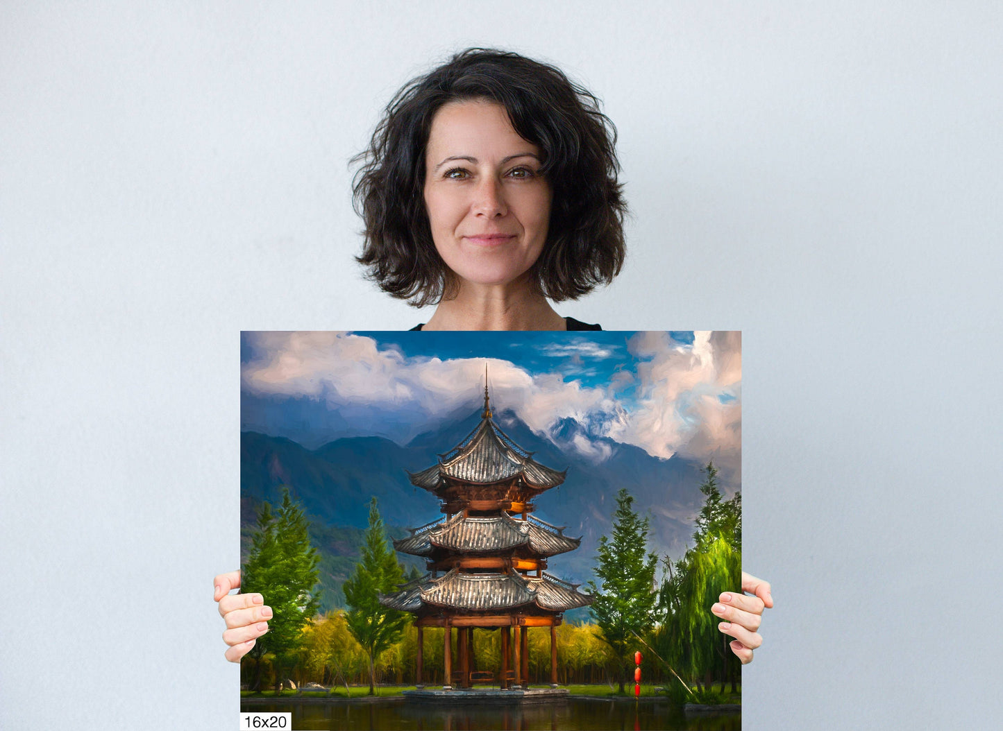 Pagoda Print on Canvas, Painterly Art Print, China Photography, Canvas Wall Art, Home Decor, Photo Art