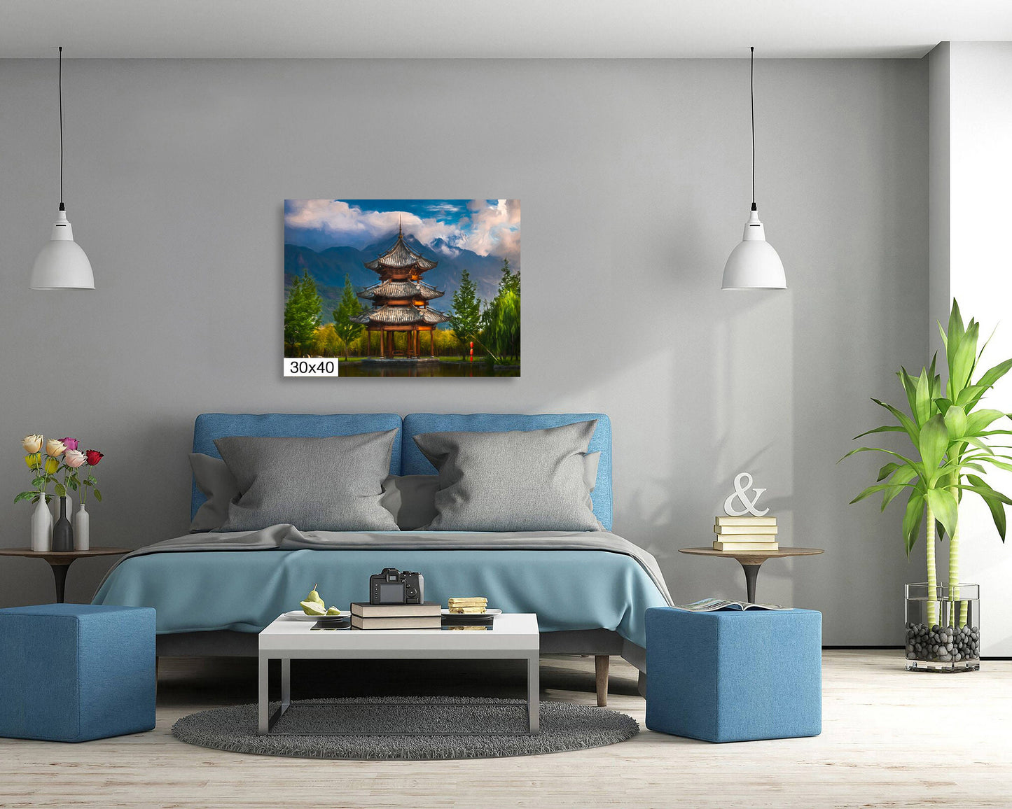 Pagoda Print on Canvas, Painterly Art Print, China Photography, Canvas Wall Art, Home Decor, Photo Art