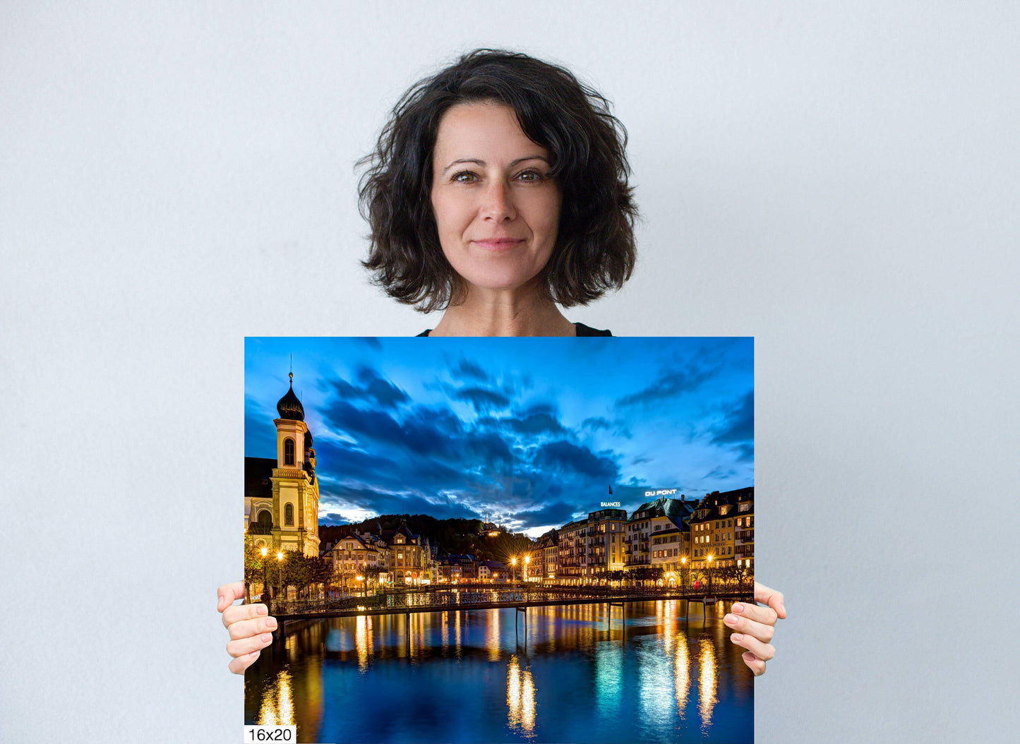 Lucerne Nightscape Print, Lucerne Blue Hour, Photo Art, Canvas Print, Canvas Wall Art, Fine Art Print