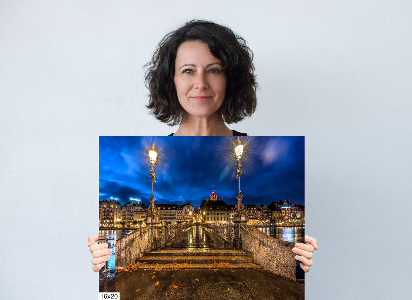 Lucerne Nightscape Print, Rathaussteg Bridge, Photo Art, Canvas Print, Canvas Wall Art, Fine Art Print