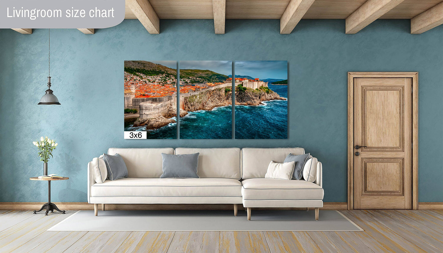 Dubrovnik Canvas Print, Walled Fort, Photo Art, Canvas Wall Art, Adriatic Coast Photography, Anniversary Gift, Croatia Photography