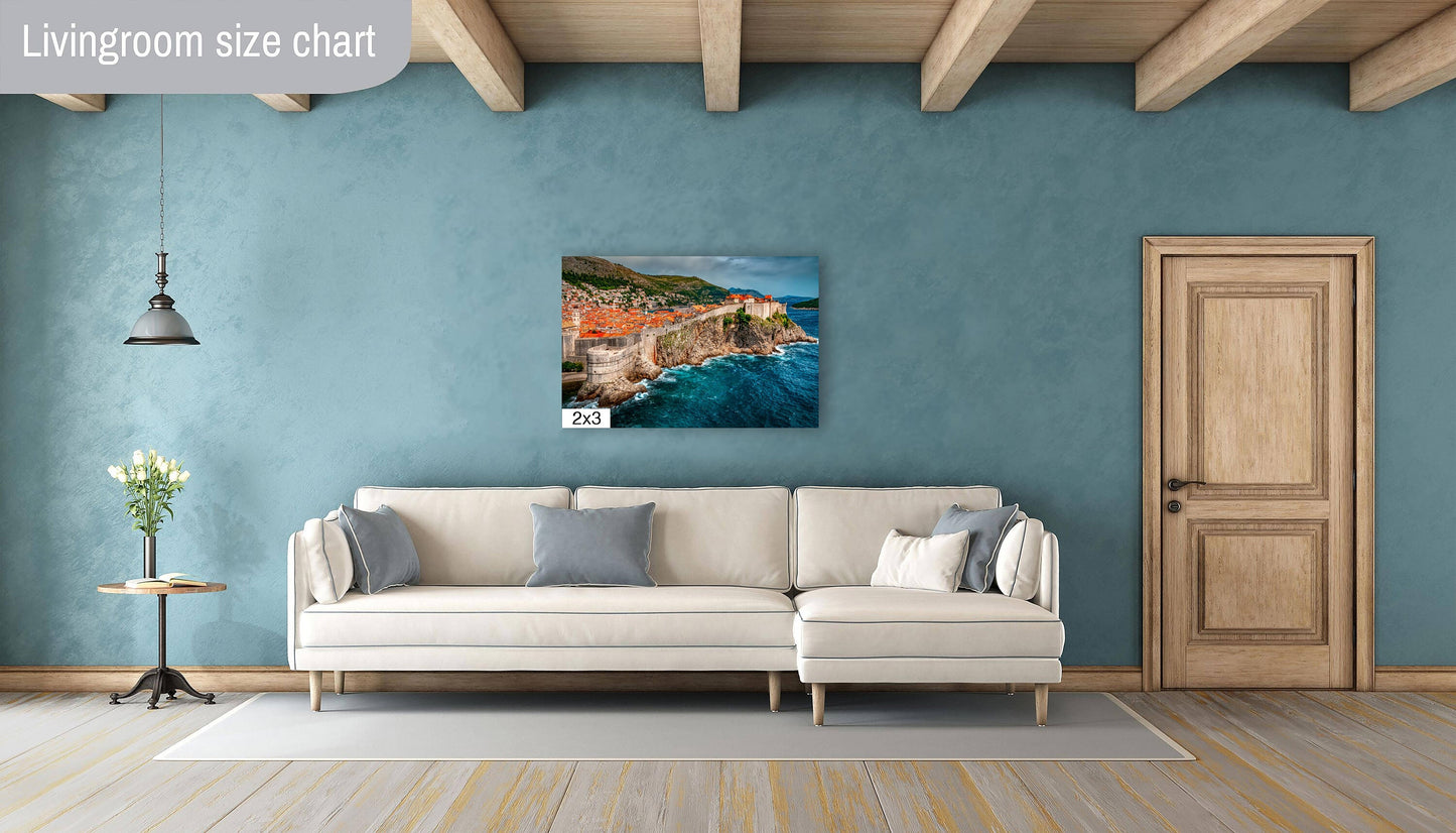 Dubrovnik Canvas Print, Walled Fort, Photo Art, Canvas Wall Art, Adriatic Coast Photography, Anniversary Gift, Croatia Photography