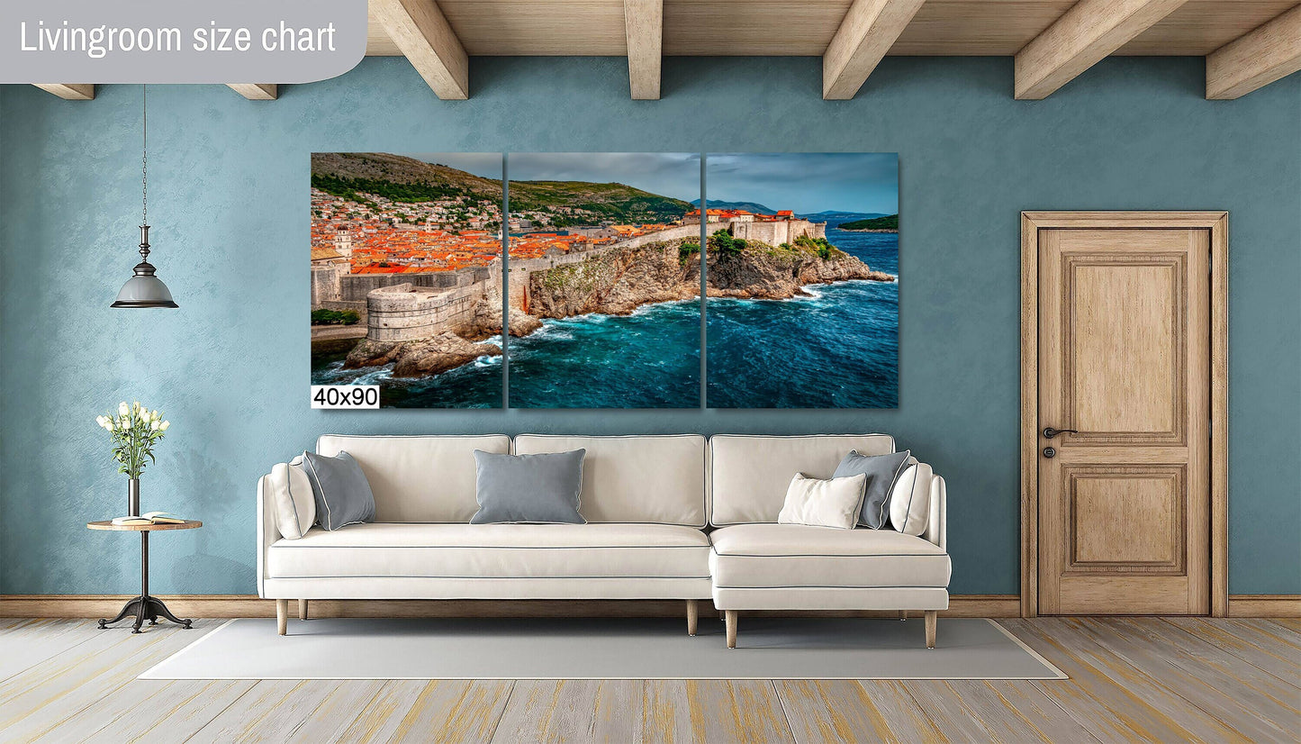 Dubrovnik Canvas Print, Walled Fort, Photo Art, Canvas Wall Art, Adriatic Coast Photography, Anniversary Gift, Croatia Photography