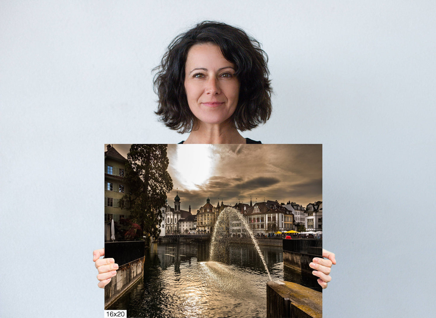 Lucerne Cityscape Photography, Lucerne Fountain Photo Art, Canvas Print, Canvas Wall Art, Fine Art Print