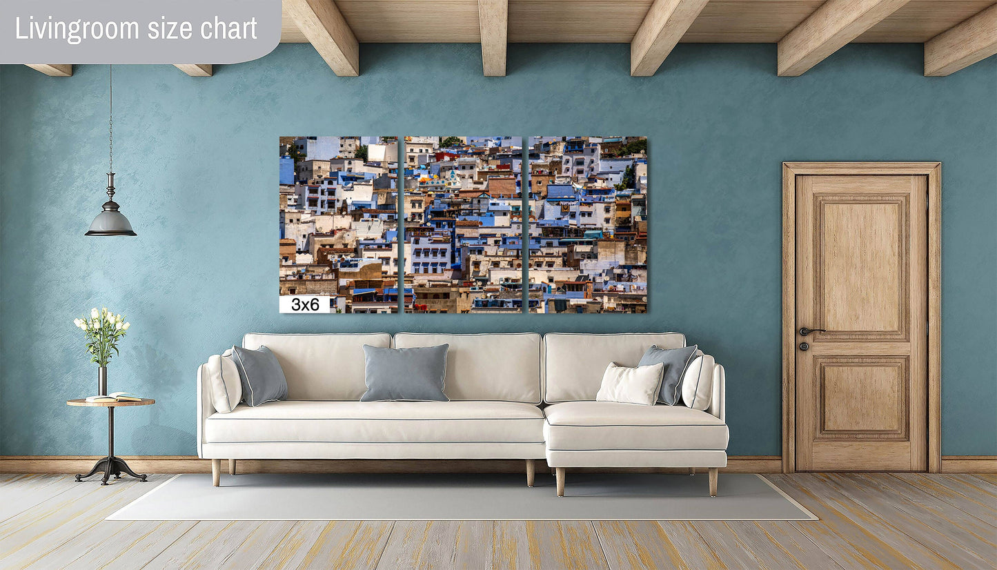 Chefchaouen Canvas Print, Blue City Morocco, Morocco Cityscape, Morocco Travel Print, Morocco Wall Art