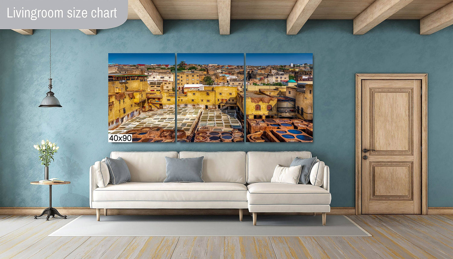 Fez Tannery Canvas Print, Fez Morocco, Morocco Cityscape, Morocco Travel Print, Tannery Print, Morocco Wall Art