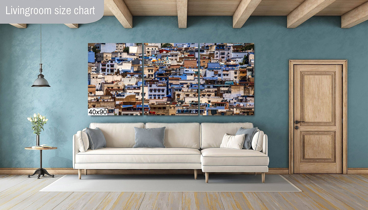 Chefchaouen Canvas Print, Blue City Morocco, Morocco Cityscape, Morocco Travel Print, Morocco Wall Art