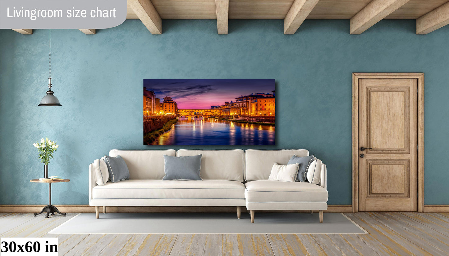 Florence Italy Canvas Art, Historic Florence Artwork, Gift, Ponte Vecchio Bridge, Souvenir Canvas Print, Italy Travel Art