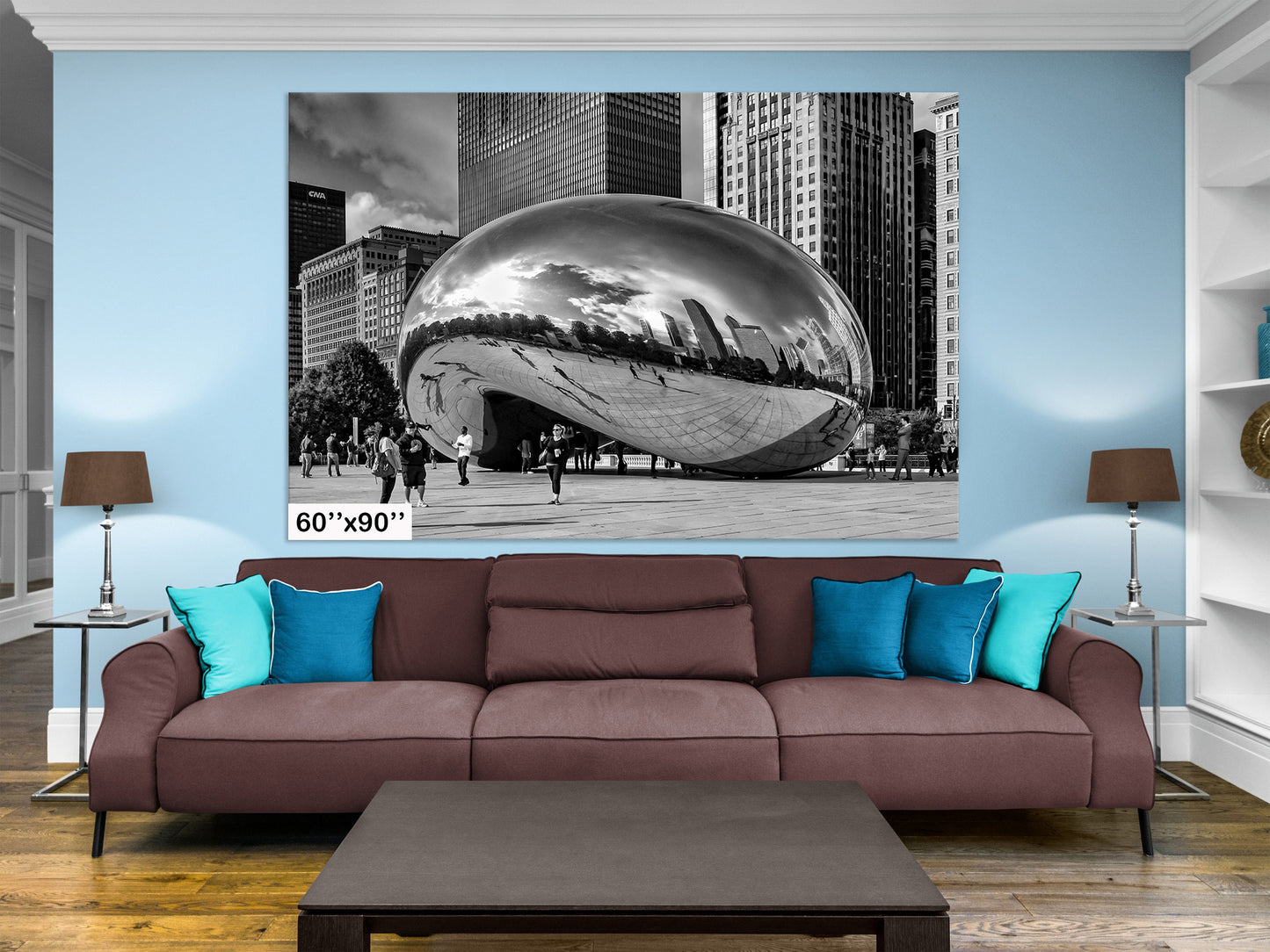 Chicago Sculpture Photo on Canvas, Chicago Cityscape, Modern Sculpture, Photo Art, Canvas Wall Art, Black White Canvas Print